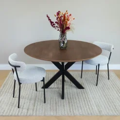 QUVIO Eettafel Sofia – Rond – Ø130 – Kruispoot – Bruin Outlet