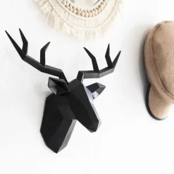 QUVIO Hert muurdecoratie - Zwart Hot