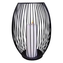 QUVIO Kaarsenhouder met frame - 24 cm - Rond - Metaal - Zwart Best