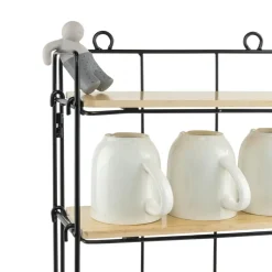 QUVIO Keukenrek wand staal en hout - Zwart en bruin Clearance