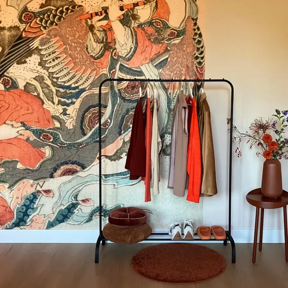 QUVIO Kledingrek met schoenen opbergruimte zwart Best