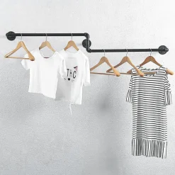 QUVIO Kledingrek wandmontage industrieel - Metaal - Zwart Clearance