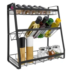 QUVIO Kruidenrek metaal met 3 planken - Zwart Outlet