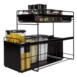 QUVIO Kruidenrek metaal met 2 lades - Zwart Sale