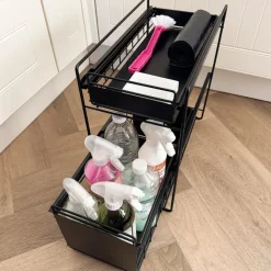 QUVIO Kruidenrek metaal met 2 lades - Zwart Sale