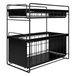 QUVIO Kruidenrek metaal met 2 lades - Zwart Sale