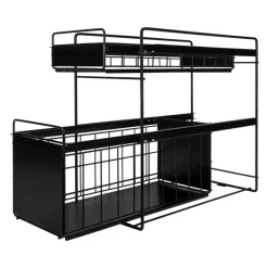 QUVIO Kruidenrek metaal met 2 lades - Zwart Sale