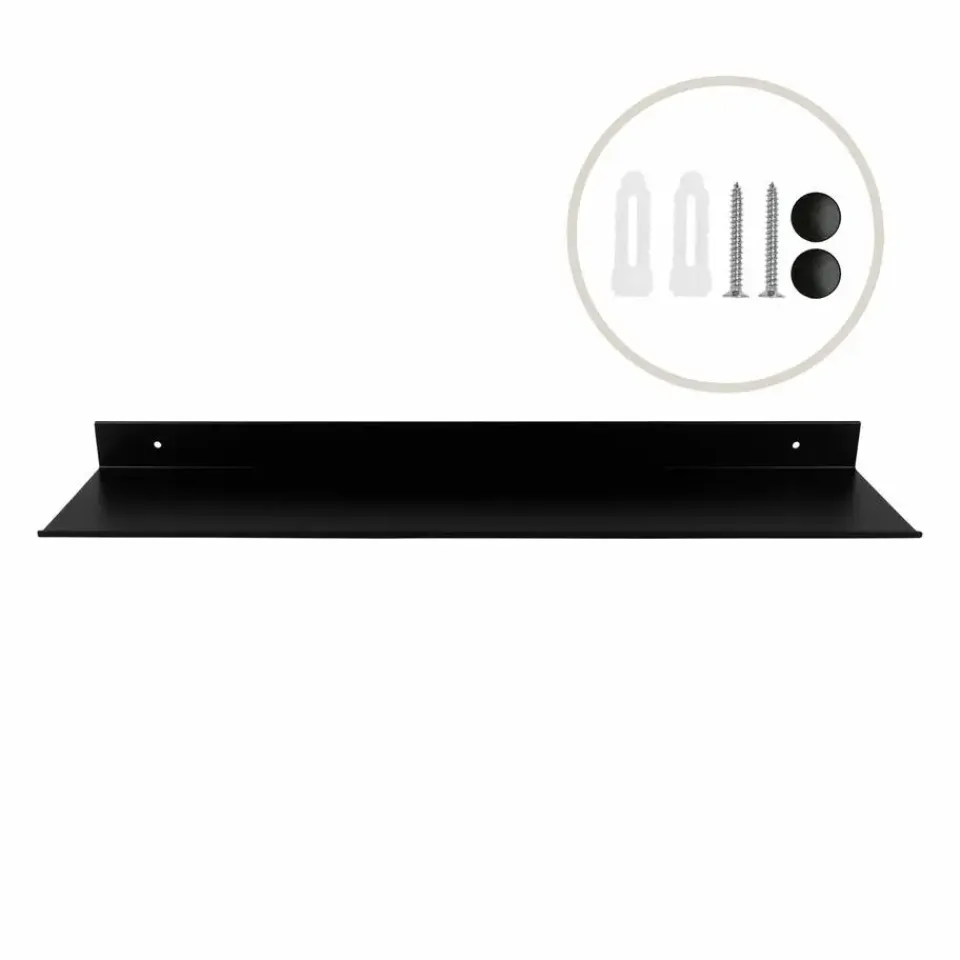 QUVIO Metalen muur plank - Zwart - 60 cm Clearance