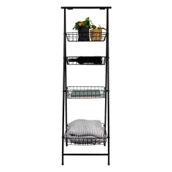 QUVIO Opbergrek met 4 bakken - Metaal - Zwart Online