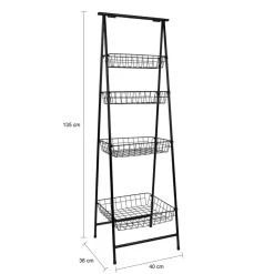 QUVIO Opbergrek met 4 bakken - Metaal - Zwart Online