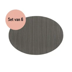 QUVIO Placemat ovaal - 32 x 45 cm - Grijs/bruin - Set van 6 Hot