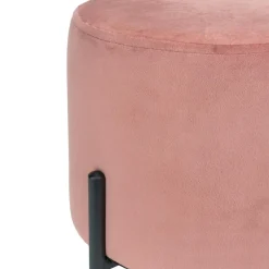 QUVIO Poef met vier metalen poten - Velvet - Vintage roze Online
