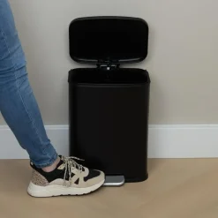 QUVIO Prullenbak 13 L - Rechthoekig afgerond - Metaal - Zwart Clearance