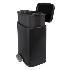 QUVIO Prullenbak 13 L - Rechthoekig afgerond - Metaal - Zwart Clearance
