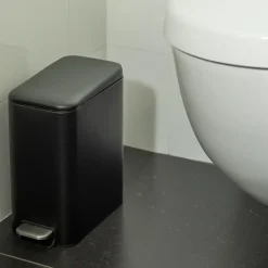 QUVIO Prullenbak vierkant - 5L - Metaal - Zwart Sale