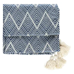 QUVIO Tafelkleed - 200 x 135 cm - Grafische print - Katoen - Grijsblauw Hot