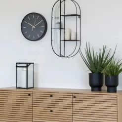 QUVIO Wandrek Mila - 3 Planken - Staal - Glas - Zwart Clearance