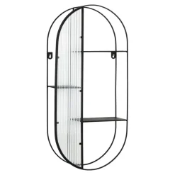 QUVIO Wandrek Mila - 3 Planken - Staal - Glas - Zwart Clearance