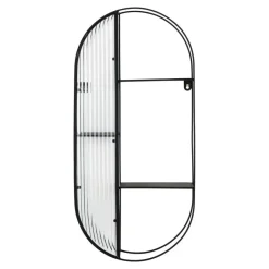 QUVIO Wandrek Mila - 3 Planken - Staal - Glas - Zwart Clearance