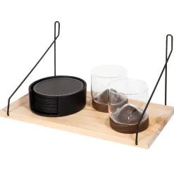 QUVIO Wandrekje van hout en staal - Bruin en zwart Best