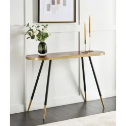 Beliani RAMONA - Sidetable - Donkerbruin/Goud - Hout Clearance