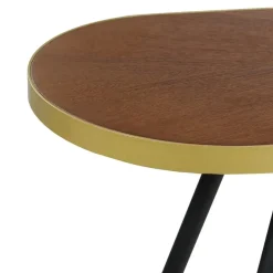 Beliani RAMONA - Sidetable - Donkerbruin/Goud - Hout Clearance