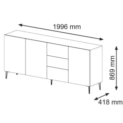 Homlando Ravenna B dressoir ladekast 200 3D3S gefreesd MDF folie mat Best