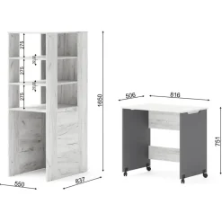Homlando Rek met bureau Samoa-Fuji 165cm craft wit / grafiet Clearance