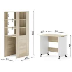 Homlando Rek met bureau Samoa-Fuji 165cm sonoma eik / mat wit Outlet