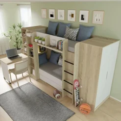 Homlando Rek met bureau Samoa-Fuji 165cm sonoma eik / mat wit Outlet