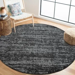 Muratap Relax Oslo - Laagpolig Effen Vloerkleed - Zwart Grijs - 200 CM ROND Clearance