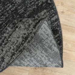 Muratap Relax Oslo - Laagpolig Effen Vloerkleed - Zwart Grijs - 200 CM ROND Clearance