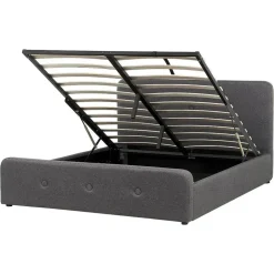 Beliani RENNES - Bed met opbergruimte - Grijs - 160x200 cm - Polyester