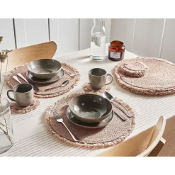 Leen Bakker RIBBERY - Set van 12 placemats en onderzetters - Natuurlijk - Jute Online
