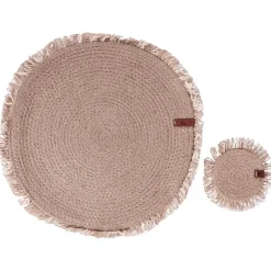Leen Bakker RIBBERY - Set van 12 placemats en onderzetters - Natuurlijk - Jute Online