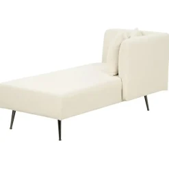 Beliani RIOM - Chaise longue - Wit - Linkszijdig - Bouclé Discount