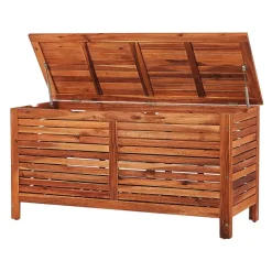 Beliani RIVIERA - Kussenbox - Donkere houtkleur - 130 cm - Acaciahout Clearance