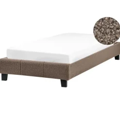 Beliani ROANNE - Eenpersoonsbed - Taupe - 90 x 200 cm - Bouclé Outlet