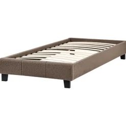 Beliani ROANNE - Eenpersoonsbed - Taupe - 90 x 200 cm - Bouclé Outlet
