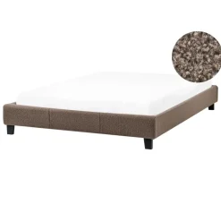 Beliani ROANNE - Tweepersoonsbed - Taupe - 140 x 200 cm - Bouclé New