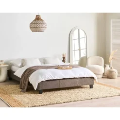 Beliani ROANNE - Tweepersoonsbed - Taupe - 140 x 200 cm - Bouclé New