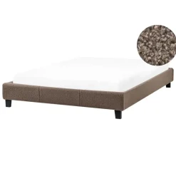 Beliani ROANNE - Tweepersoonsbed - Taupe - 140 x 200 cm - Bouclé New