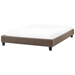 Beliani ROANNE - Tweepersoonsbed - Taupe - 140 x 200 cm - Bouclé New