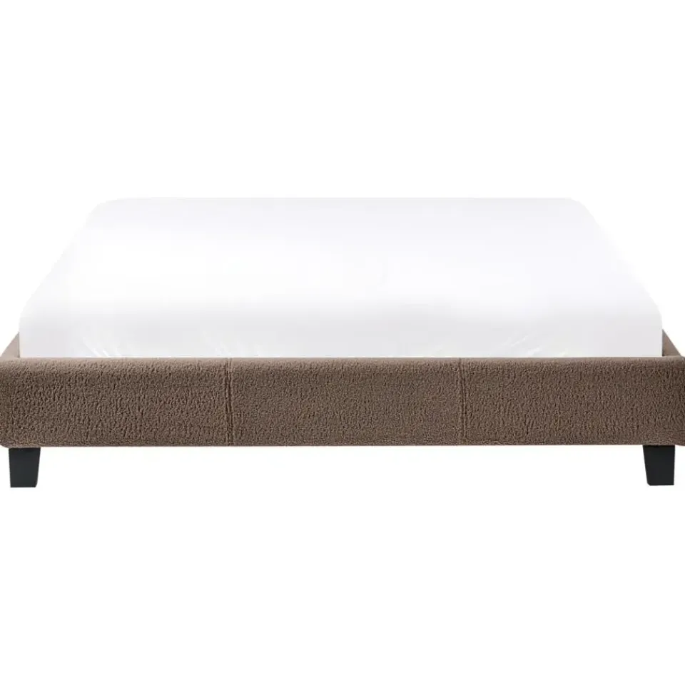 Beliani ROANNE - Tweepersoonsbed - Taupe - 140 x 200 cm - Bouclé New