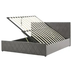 Beliani ROCHEFORT - Bed met opbergruimte - Grijs - 140 x 200 cm - Fluweel Best