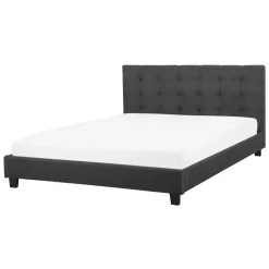 Beliani ROCHELLE - Tweepersoonsbed - Donkergrijs - 140 x 200 cm - Polyester
