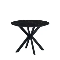Dimehouse Ronde eettafel Yuna Ø150 cm marmerlook zwart - Stoneware - Zwart Best