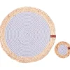 Leen Bakker ROSELLA - Set 12 placemats en onderzetters - Grijs/Natuurlijk - Jute Discount