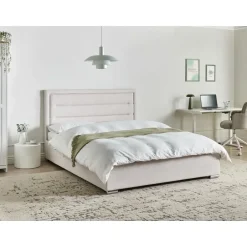 Leen Bakker ROUEN - Bed met opbergruimte - Lichtbeige - 160 x 200 cm - Polyester Best