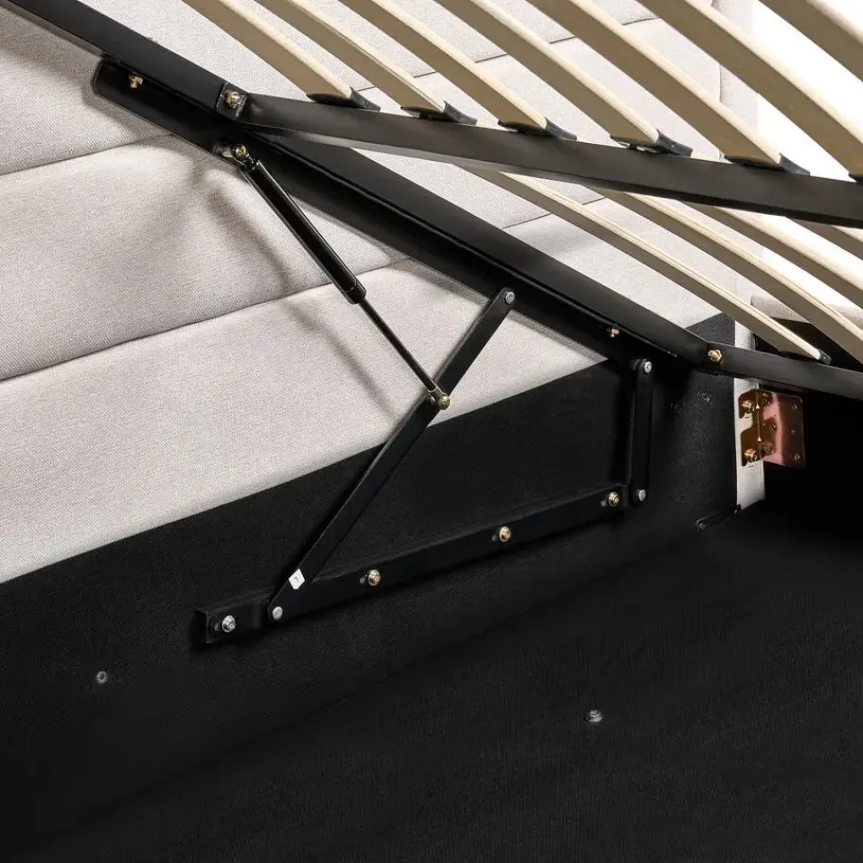 Leen Bakker ROUEN - Bed met opbergruimte - Lichtbeige - 160 x 200 cm - Polyester Best